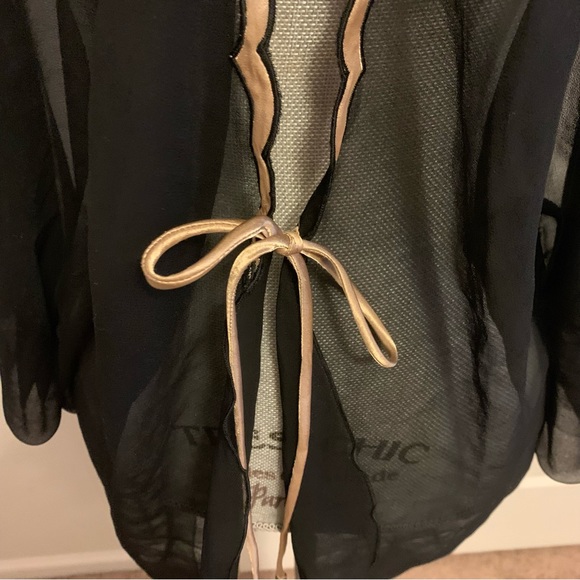 Victoria’s Secret gold label sheer tie jacket with satin tan trim one size fits - Picture 4 of 13